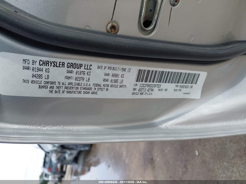 DODGE DART 2013 VIN 1C3CDFBA2DD307523