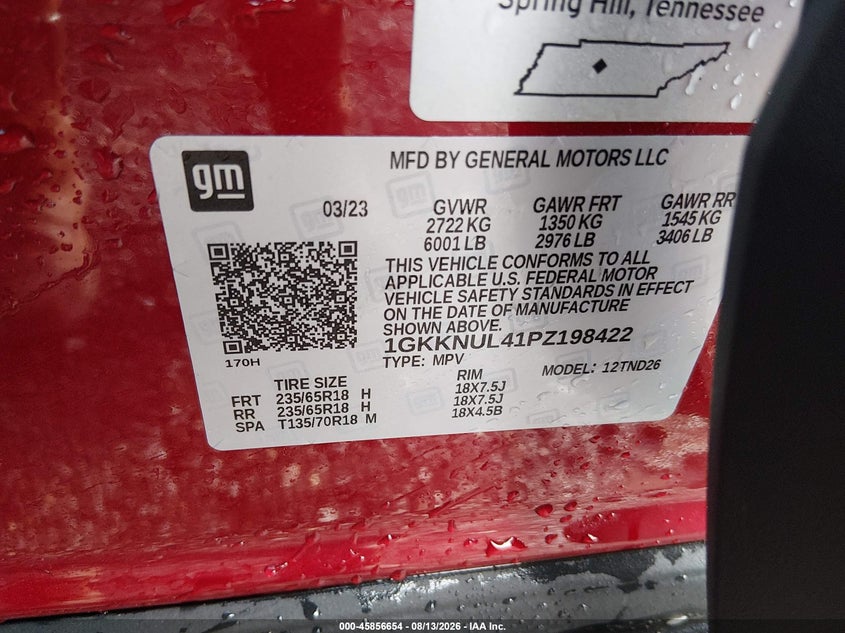 GMC ACADIA 2023 VIN 1GKKNUL41PZ198422