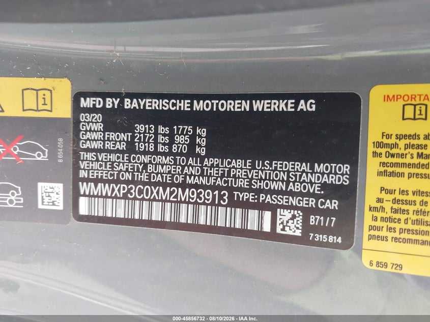 MINI SE HARDTOP 2021 VIN WMWXP3C0XM2M93913