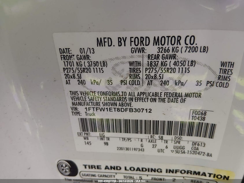 2013 FORD F-150 auction photo 8