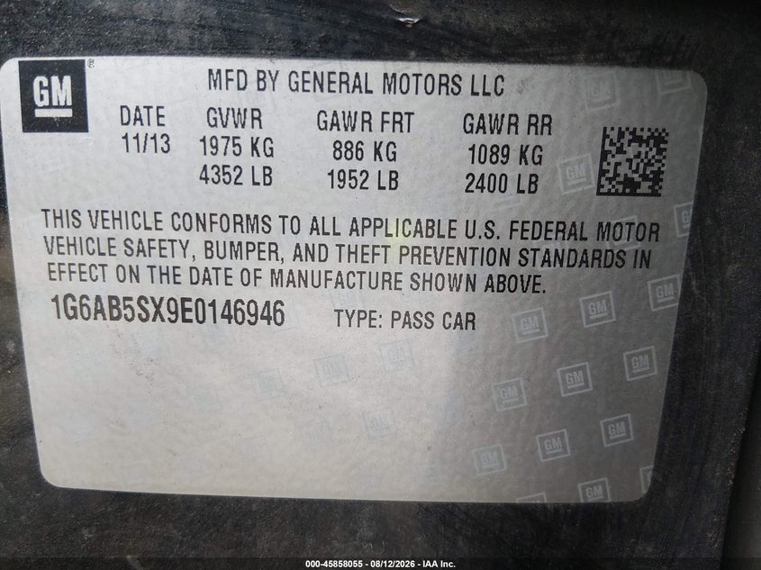 CADILLAC ATS 2014 VIN 1G6AB5SX9E0146946