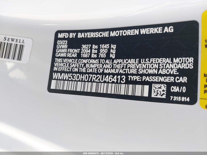 MINI HARDTOP 2024 VIN WMW53DH07R2U46413