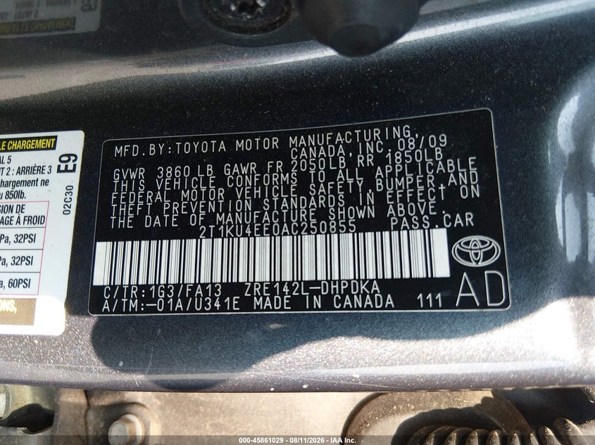 2010 TOYOTA MATRIX HATCHBACK 1.8L I-4 DOHC, VVT, 132HP