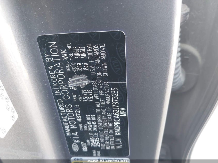 KIA SPORTAGE 2018 VIN KNDPRCA62J7373235
