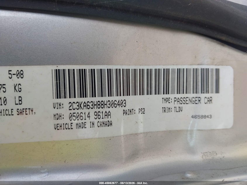 2008 CHRYSLER 300C SEDAN 5.7L V-8 340HP