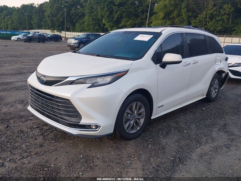Vin: 5tdyrkec8ms013332, lot: 46362282, toyota sienna xle 20212
