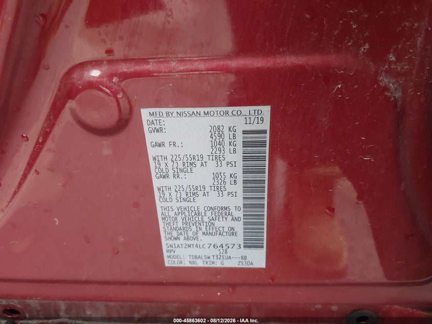 NISSAN ROGUE 2020 VIN 5N1AT2MT4LC764573