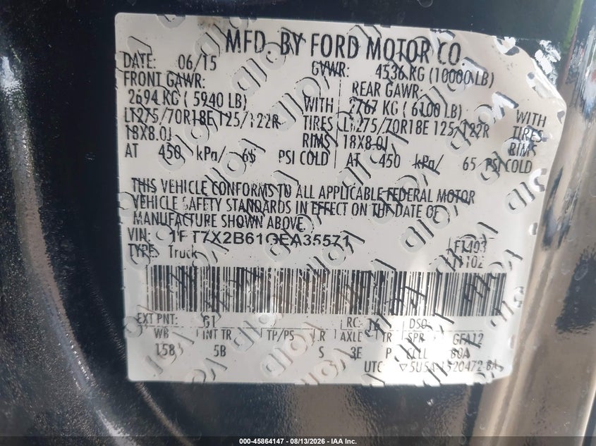 FORD F-250 2016 VIN 1FT7X2B61GEA35571