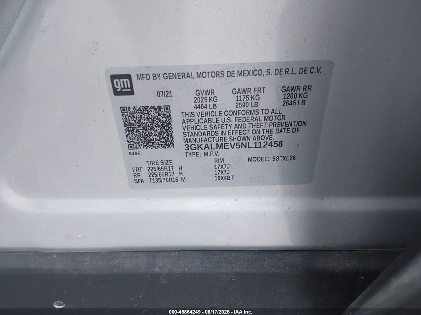 2022 GMC TERRAIN SPORT UTILITY VEHICLE 1.5L I-4 DI, DOHC, VVT, TURBO, 170HP