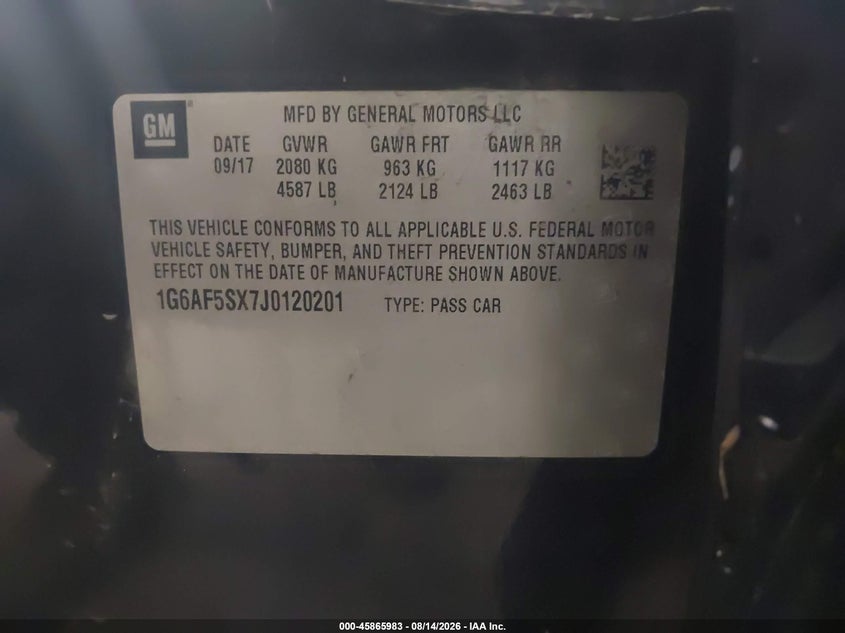 CADILLAC ATS 2018 VIN 1G6AF5SX7J0120201