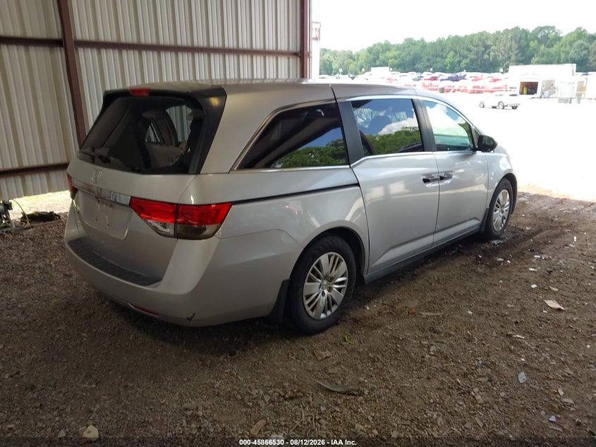 Vin: 5fnrl5h21eb077177, lot: 46365500, honda odyssey lx 20144