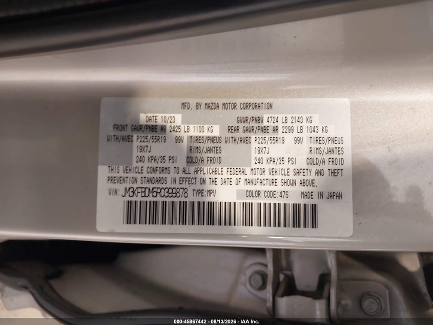 MAZDA CX-5 2024 VIN JM3KFBDM5R0399878