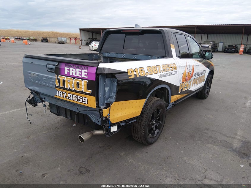 Vin: 5fpyk3f82sb045531, lot: 46366649, honda ridgeline black edition 20254