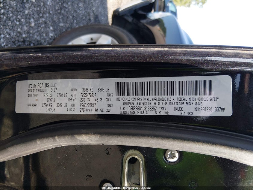 RAM 1500 2018 VIN 1C6RR6GG4JS132257