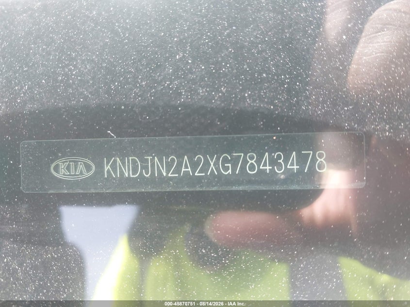 KIA SOUL 2016 VIN KNDJN2A2XG7843478