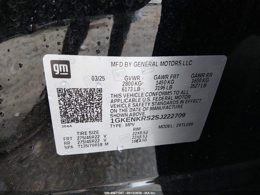 GMC ACADIA 2025 VIN 1GKENKRS2SJ222709