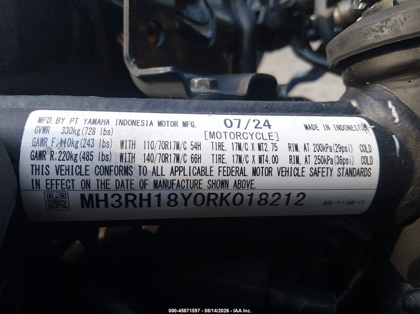 YAMAHA YZFR3 2024