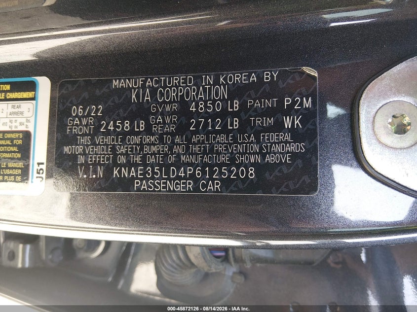 KIA STINGER 2023 VIN KNAE35LD4P6125208