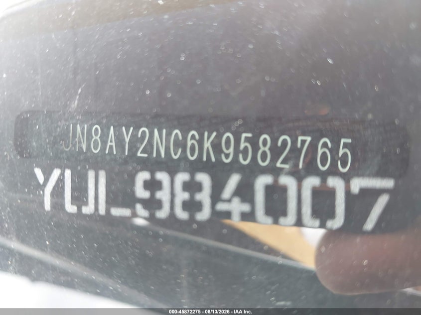 NISSAN ARMADA 2019 VIN JN8AY2NC6K9582765