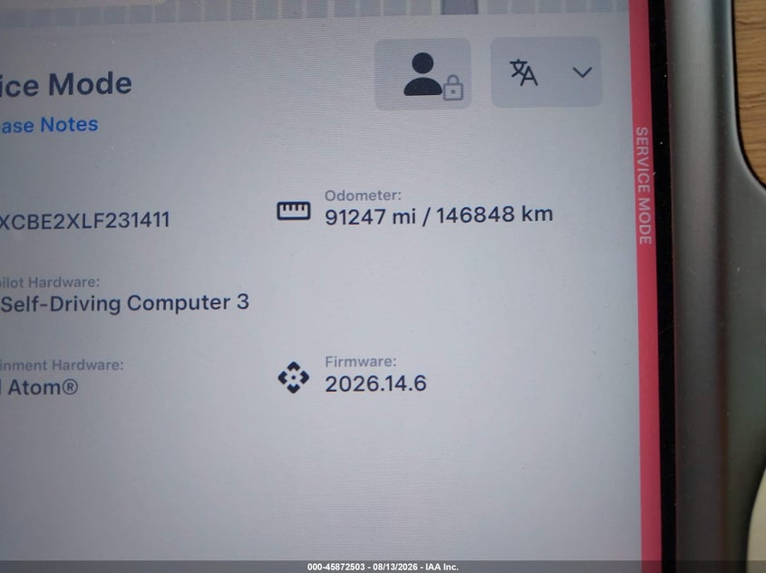 TESLA MODEL X 2020 VIN 5YJXCBE2XLF231411