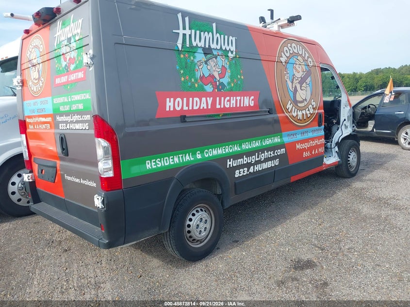 Vin: 3c6lrvdg7re120221, lot: 46371810, ram promaster 2500 tradesman high roof 159 wb w/pass seat 20244