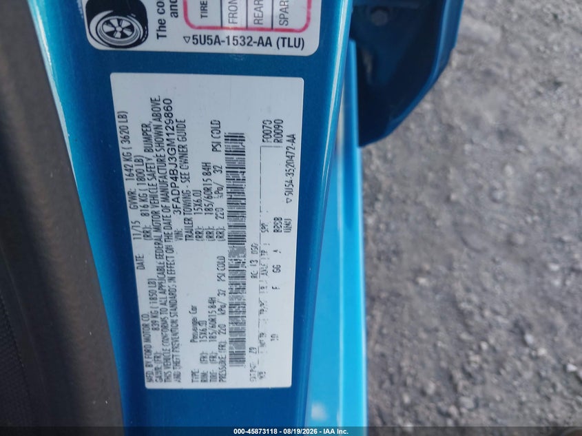 FORD FIESTA 2016 VIN 3FADP4BJ3GM129860