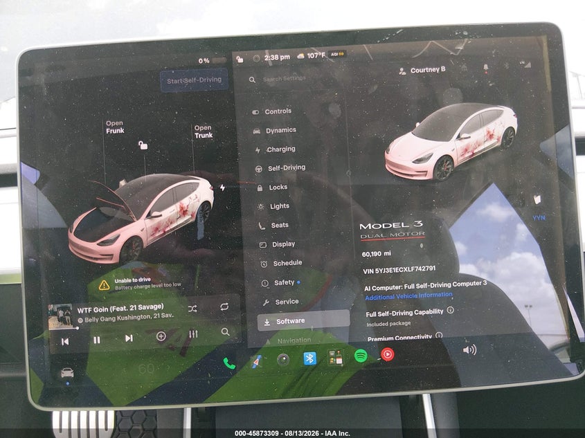 TESLA MODEL 3 2020 VIN 5YJ3E1ECXLF742791