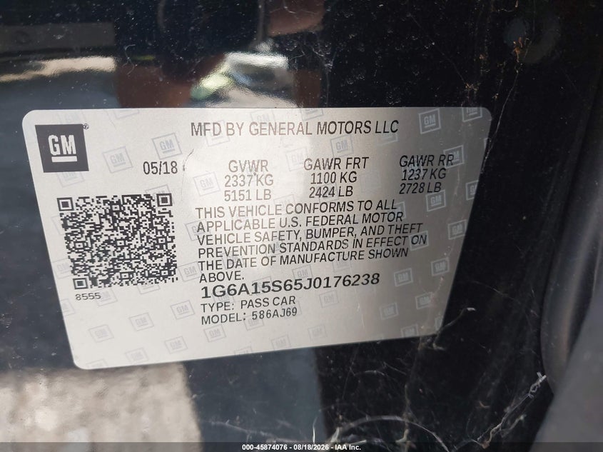 2018 CADILLAC CTS-V SEDAN 6.2L V-8 DI, VVT, SUPERCHARGER, 640HP