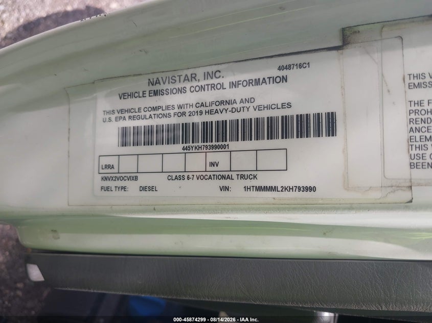 2019 INTERNATIONAL DURASTAR 4300 auction photo 8