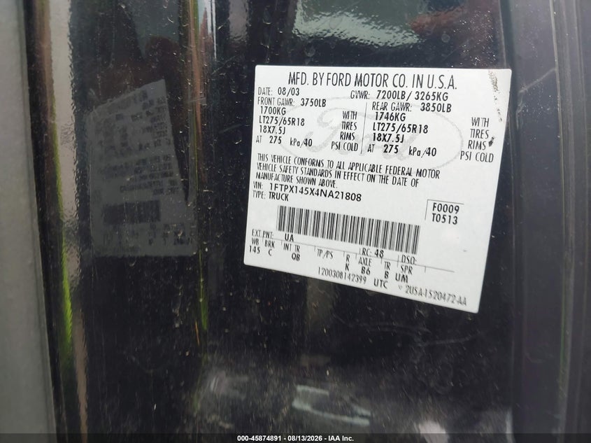 2004 FORD F-150 PICKUP 5.4L V-8 VVT, 300HP