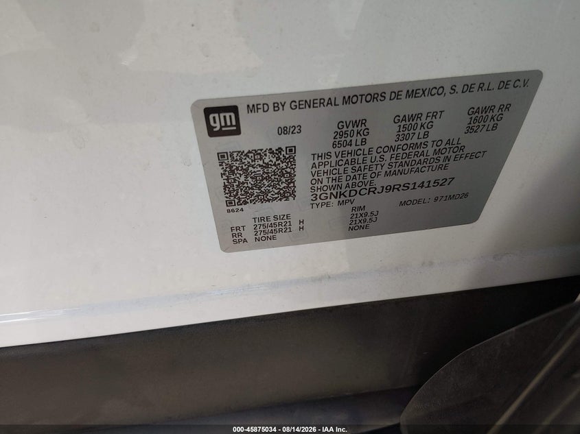 CHEVROLET BLAZER EV 2024 VIN 3GNKDCRJ9RS141527