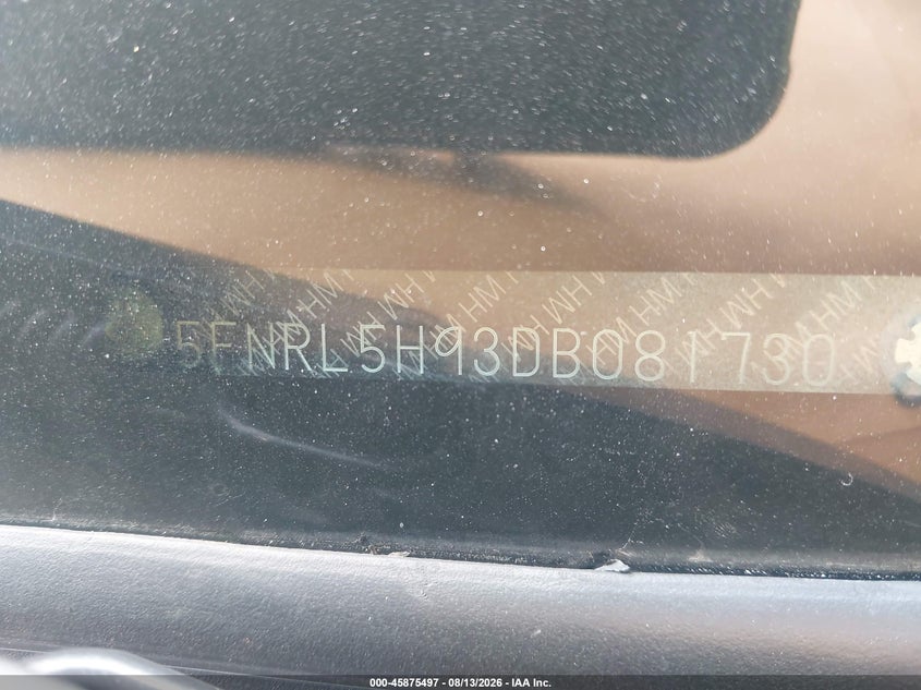 HONDA ODYSSEY 2013 VIN 5FNRL5H93DB081730