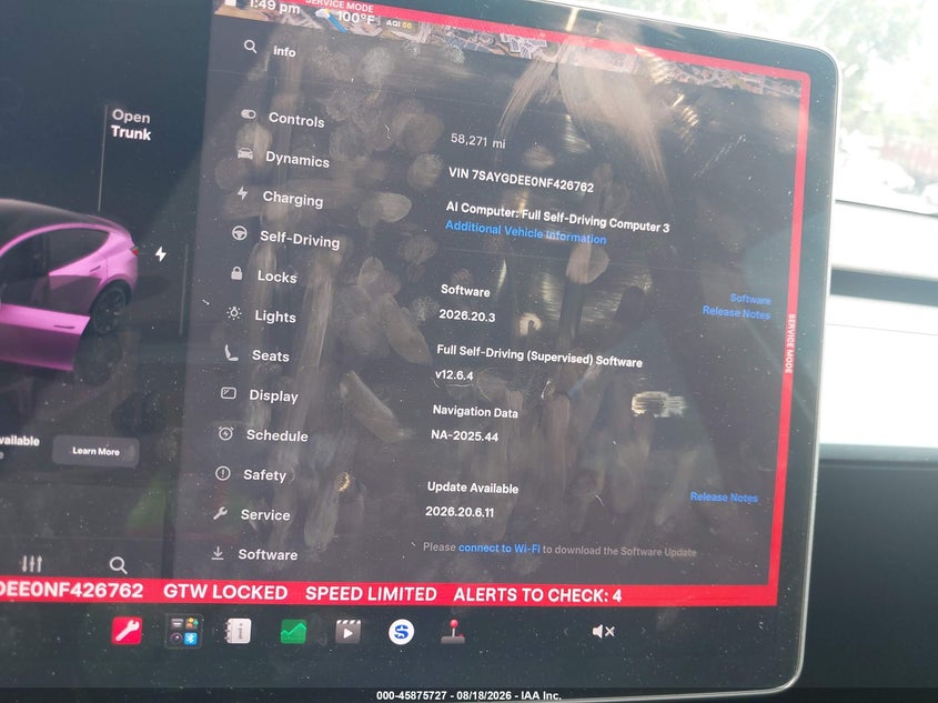 TESLA MODEL Y 2022 VIN 7SAYGDEE0NF426762