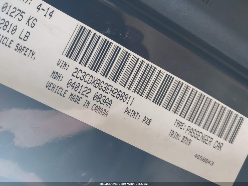 DODGE CHARGER 2014 VIN 2C3CDXBG3EH268911