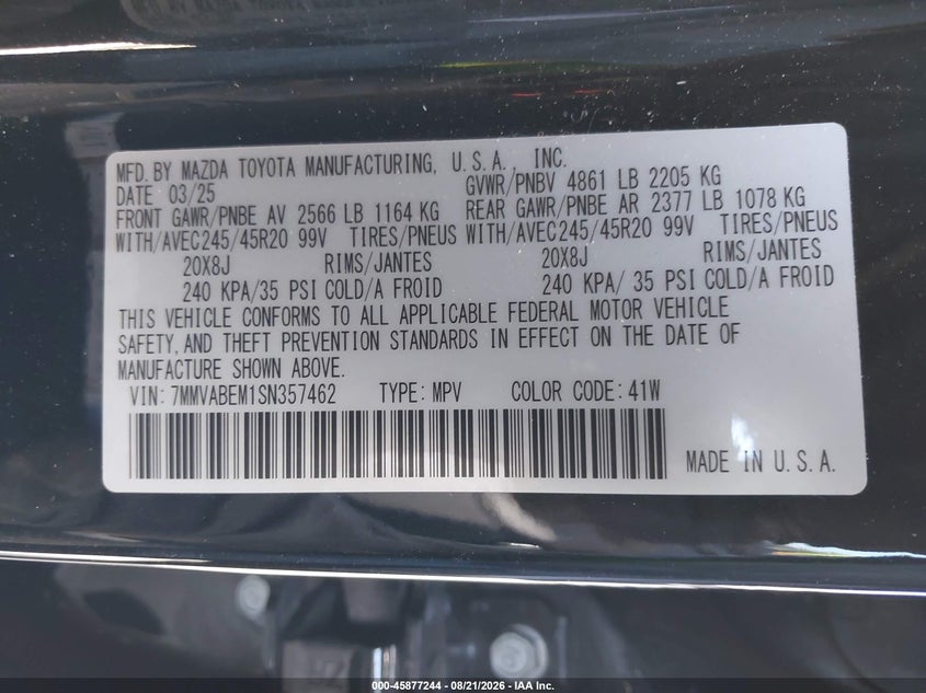 MAZDA CX-50 2025 VIN 7MMVABEM1SN357462