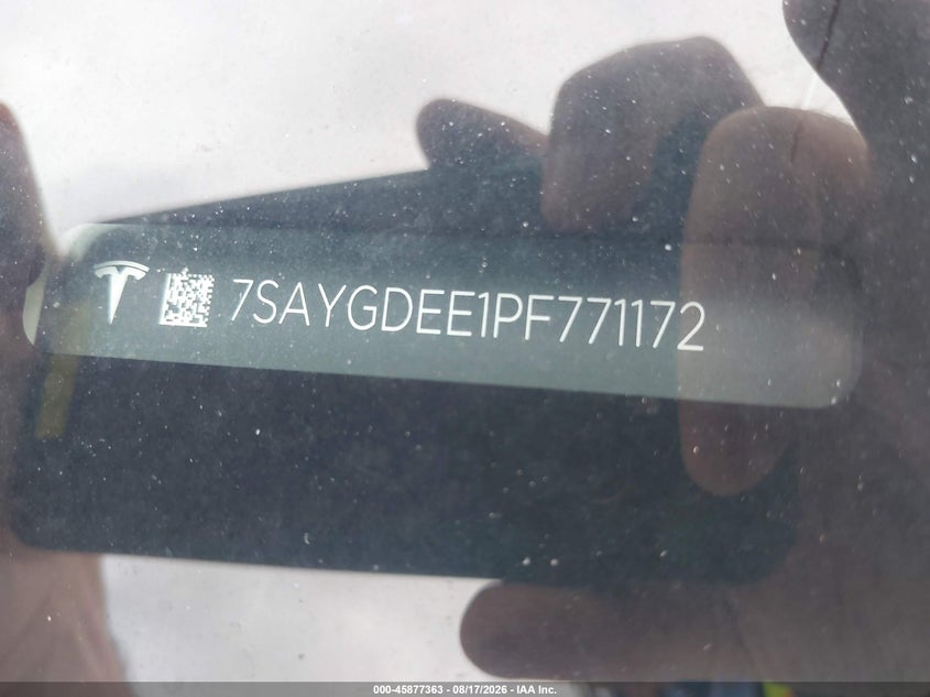 TESLA MODEL Y 2023 VIN 7SAYGDEE1PF771172