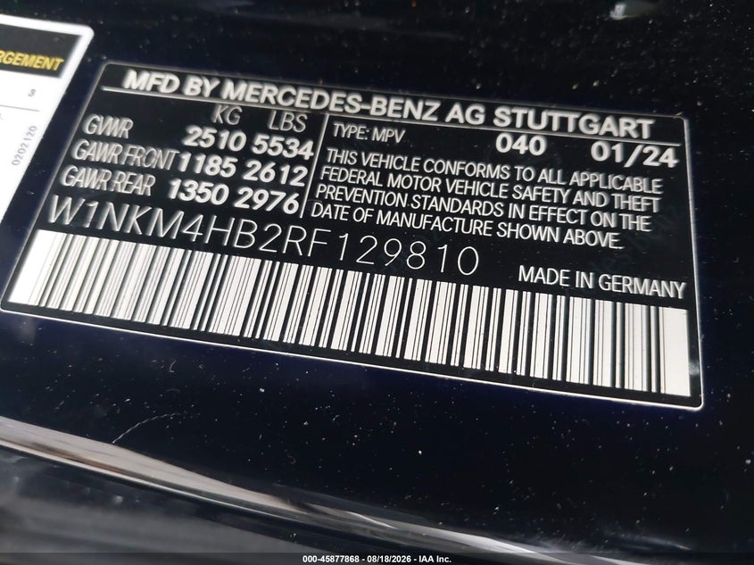 MERCEDES-BENZ GLC 300 2024 VIN W1NKM4HB2RF129810