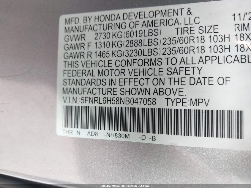 2022 HONDA ODYSSEY EX · Фото 9