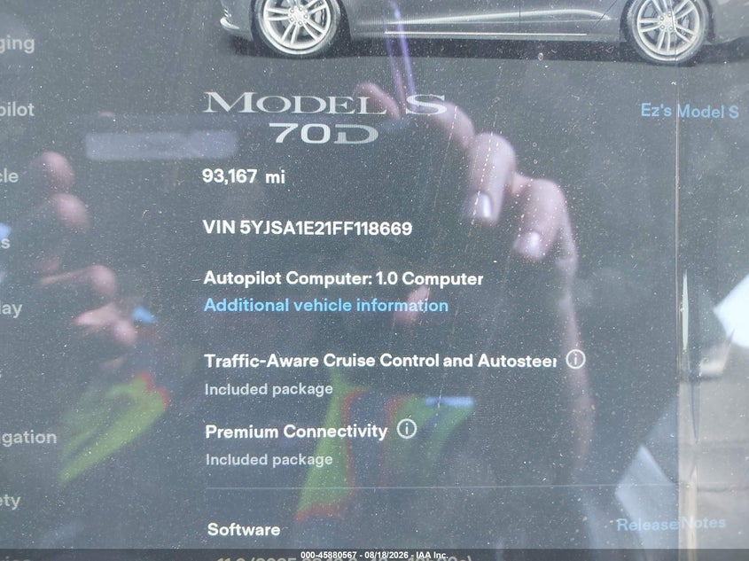 2015 TESLA MODEL S auction photo 7