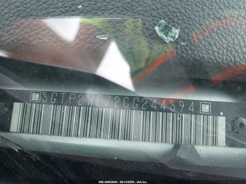 Vin: 3gtp2we72cg244394, lot: 46381079, gmc sierra 1500 slt 20124