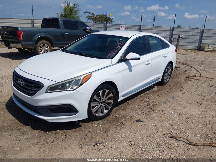 2015 Hyundai Sonata, Удар сзади, IAAI, VIN 5NPE34AF8FH080764 — фото 2