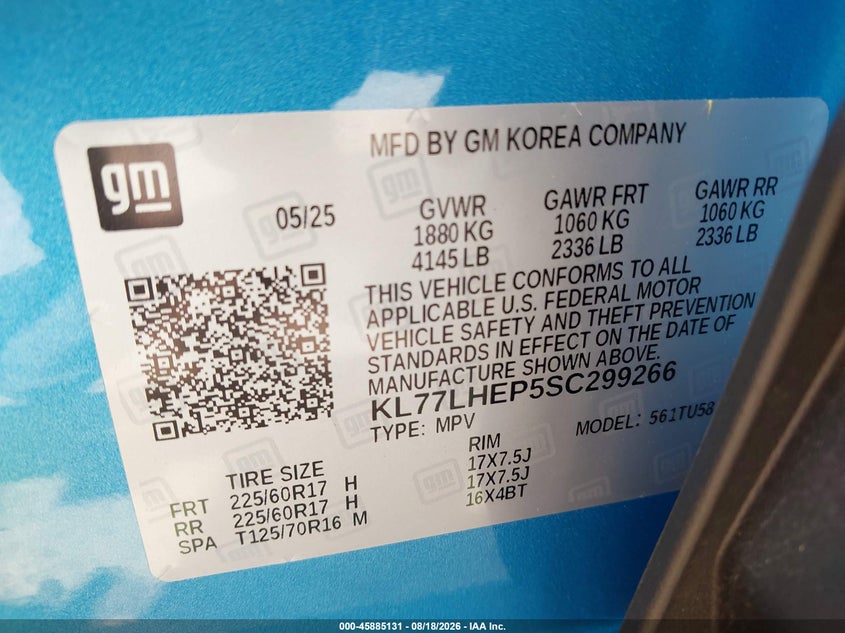 2025 CHEVROLET TRAX SPORT UTILITY VEHICLE 1.2L I-3 DI, DOHC, VVT, TURBO, REGULAR , 137HP