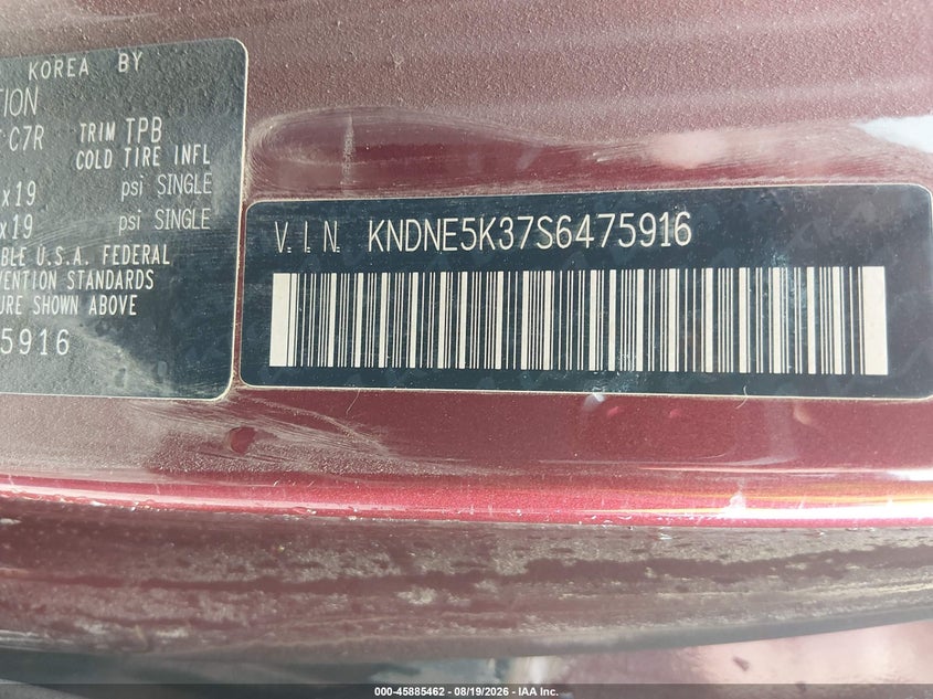 KIA CARNIVAL MPV 2025 VIN KNDNE5K37S6475916