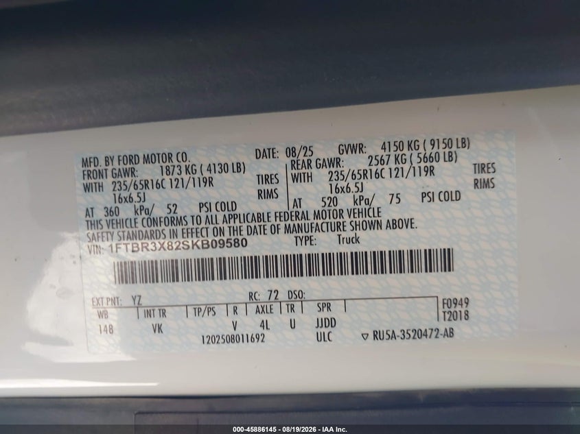 2025 FORD TRANSIT-250 CARGO VAN VAN 3.5L V-6 DI, DOHC, VVT, REGULAR , 275HP