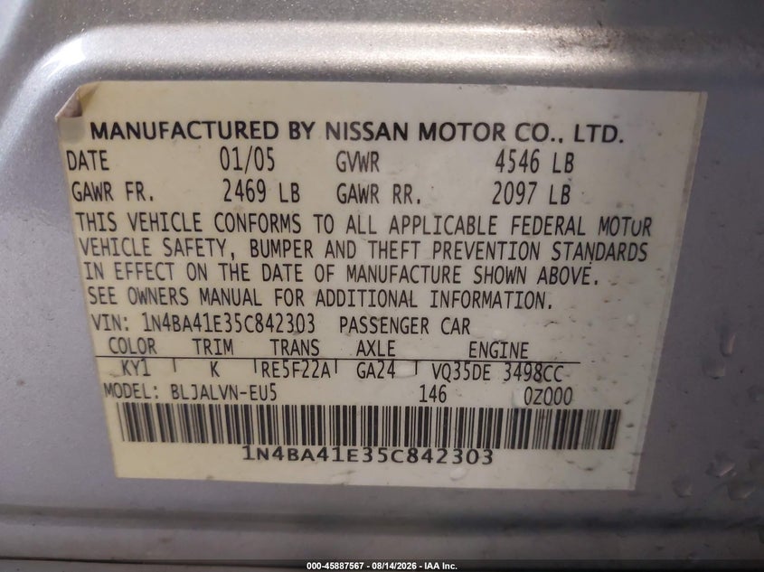 2005 NISSAN MAXIMA 3.5 SE · Фото 9