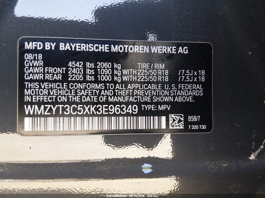 MINI COUNTRYMAN 2019 VIN WMZYT3C5XK3E96349
