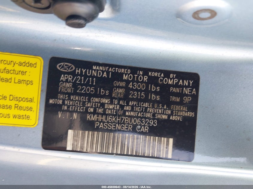 2011 HYUNDAI GENESIS COUPE 3.8L V-6 DOHC, VVT, 306HP