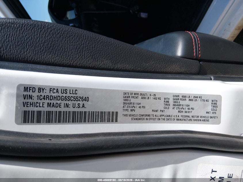 2025 DODGE DURANGO SPORT UTILITY VEHICLE 3.6L V-6 DOHC, VVT, REGULAR , 295HP
