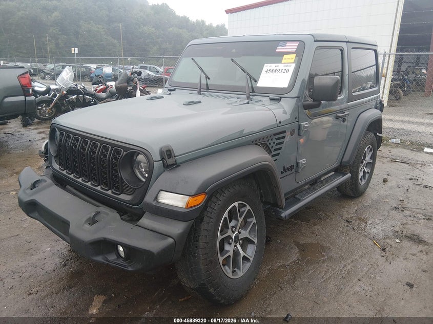 2024 Jeep Wrangler 2-Door Sport S 4X4, Front End, IAAI, VIN 1C4PJXAGXRW219199 — photo 2