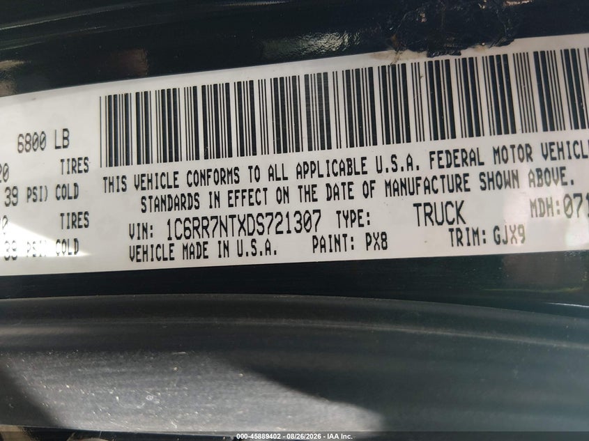 2013 RAM 1500 PICKUP 5.7L V-8 VVT, 395HP
